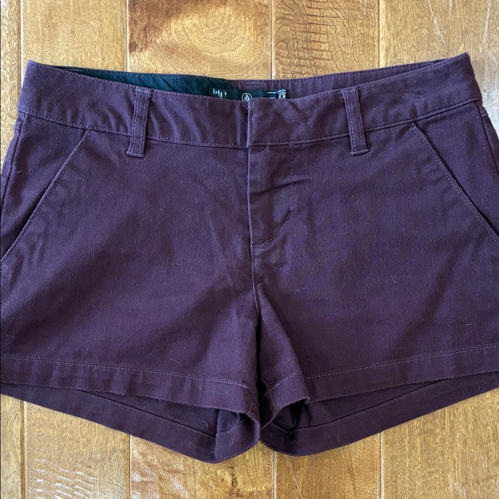 Volcano Women’s Stretch Cotton Blend Shorts - Deep Plum